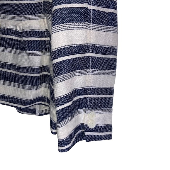 Ann Taylor LOFT NWT Strip Linen Blend Minimalist Classic Career Button Blazer 4 - Picture 7 of 9